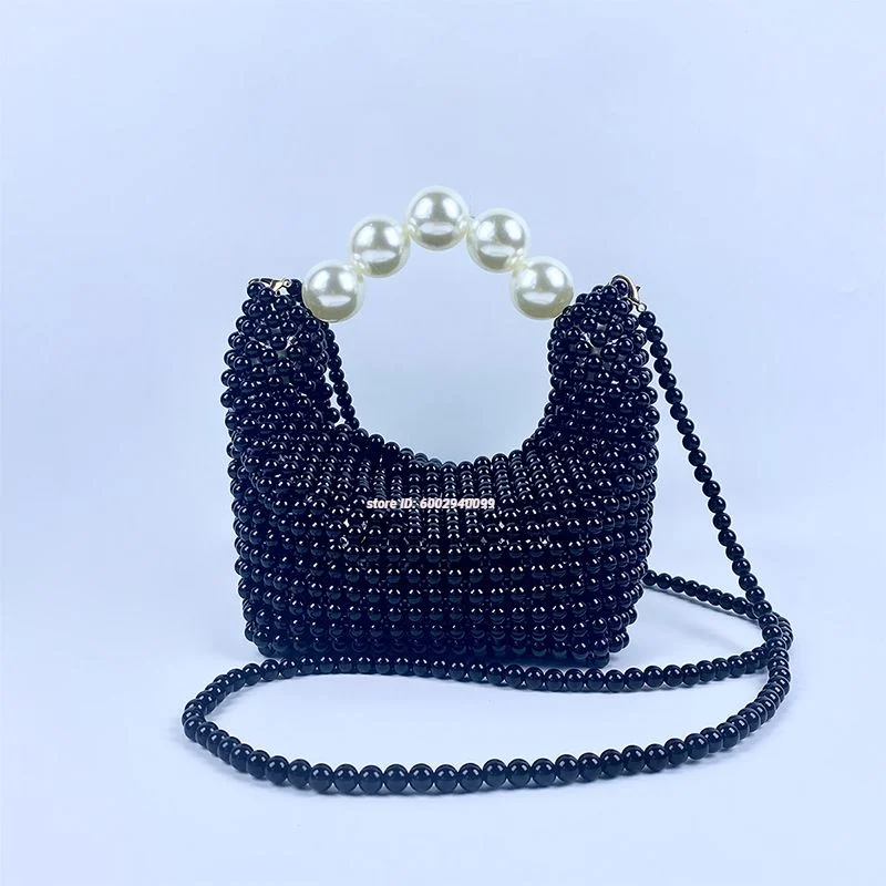 

Women Pearl Beaded Clutch Purse Handle Bag Evening Handbag Crossbody Shoulder Bag for Wedding Party