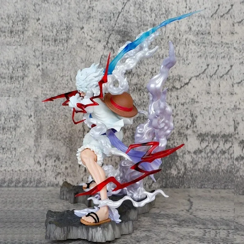28 cm One Piece Figure Sun God Gear 5 Nika Rufy Thunderbolt Monkey D Rufy anime Action Figure GK Modello da collezione Giocattolo PVC