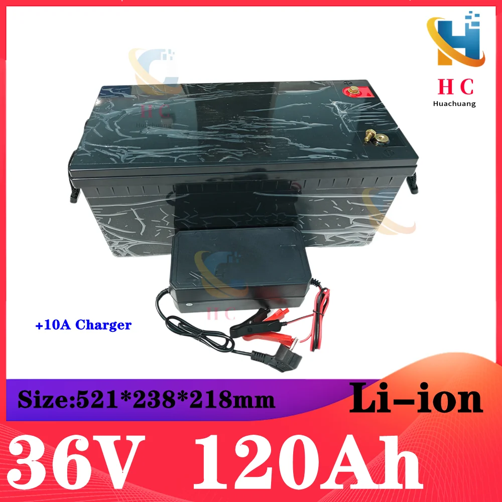 waterproof 36v 120ah lithium ion battery 100A BMS li ion for 3500W 1500w inverter scooter golf cart ATV RV +10A charger