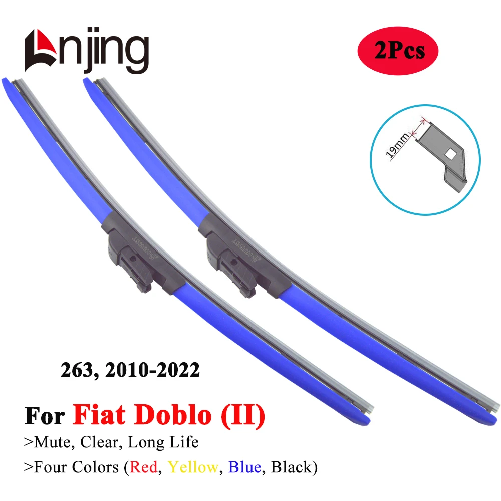 LNJING Colorful Wiper Blades For FIAT Doblo 263 Van MPV 2010 2013 2015 2018 2019 2020 2021 2022 Car Exterior Windscreen Brushes