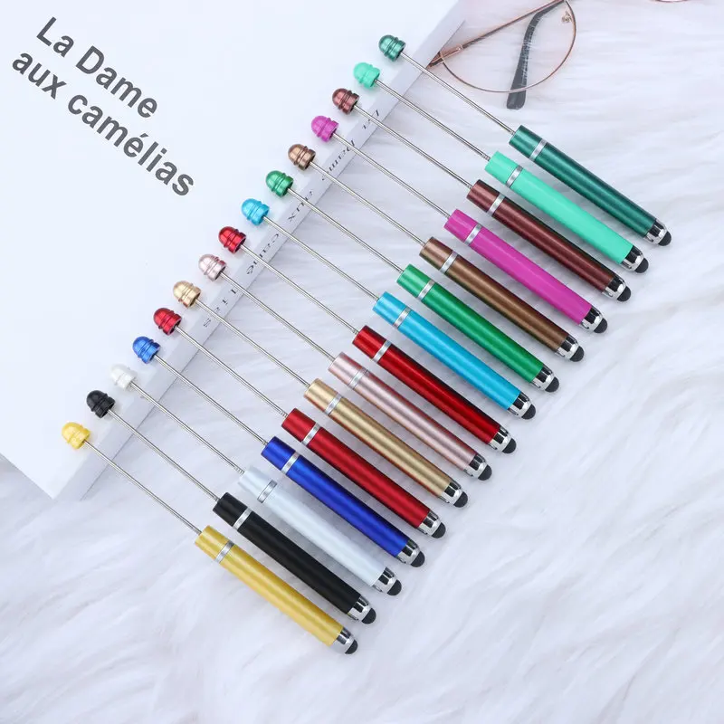 30pcs Multi Color Touch Screen Beaded Pen DIY Cute Puzzle Beadable Ball Pen Mobile IPad Touch Pens Business Office Gift Pen