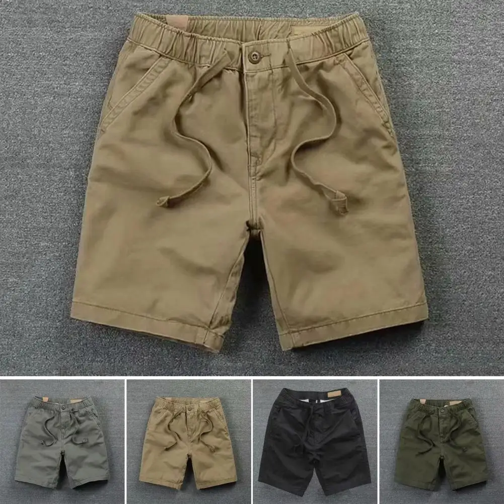 Pantalones cortos de algodón para hombre, Bermudas holgadas de lujo, color caqui, informales, de alta calidad, para negocios y redes sociales,