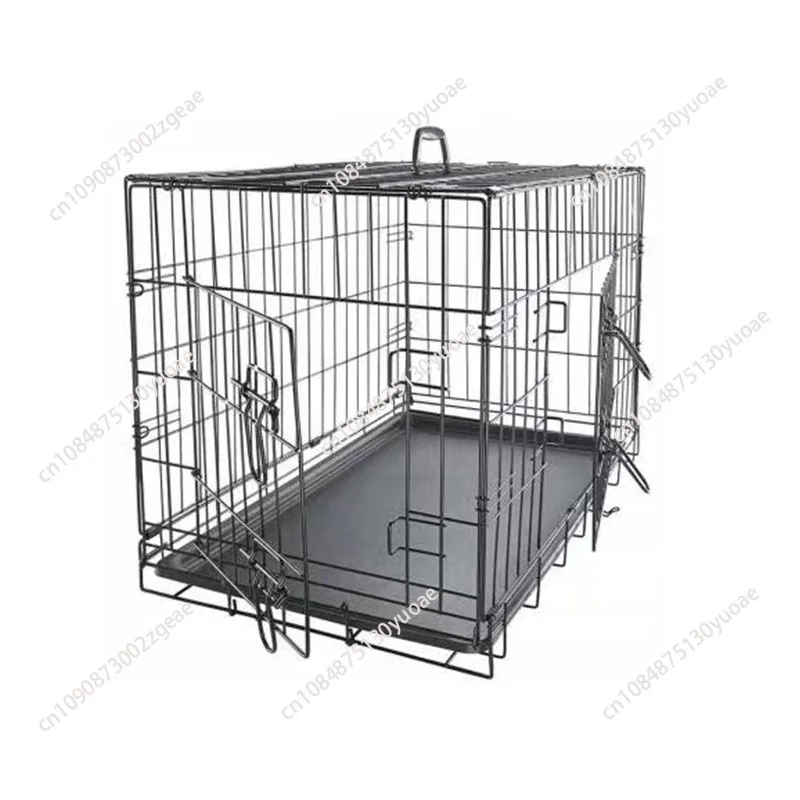 Double Door Metal Foldable Large Heavy Duty Pet Dog Crate Portable Metal Wire Folding Dog Crate Large Pet Kennel Dog
