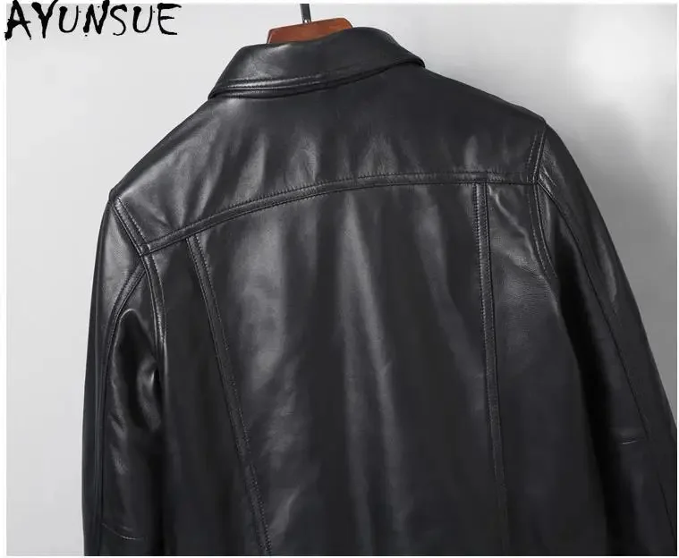 Classic AYUNSUE quality soft sheepskin leather jacket.New Women slim fit casual real coat.OL short clothing