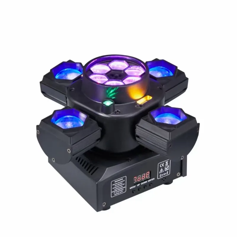 Four-in-one six-armed bee-eye little King Kong shaking his head beam of light, bar KTV dancing rotating stage lamps