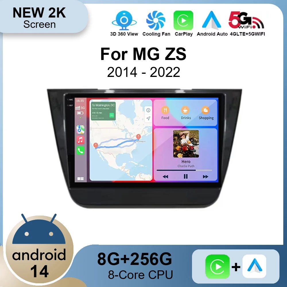 Android 14 Carplay For MG ZS 2014 - 2022 Car Radio Multimedia Video Player Stereo BT WIFI 4G+WIFI GPS Navigation DVD Head Unit