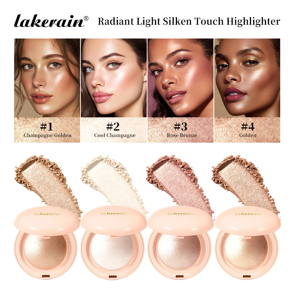 Silken Touch Highlighter Powder Long-Lasting Waterproof Highlighter Powder Glow Baked Shimmer Illuminator Contouring Glitter