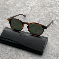 Colored Lens sunglasses Men's round retro driving glasses UV protection UV400 glasses Acetate frame prescription myopia sunglass