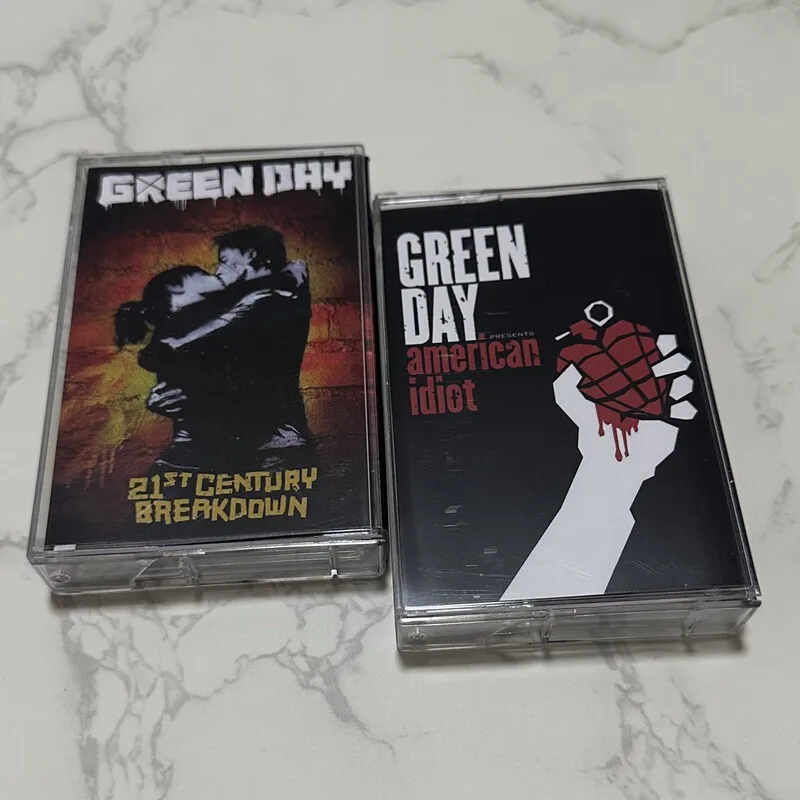 

Green Day American Idiot & 21st Century Breakdown Punk Rock Retro Cassette Tape Set with Lyric Booklet, Collectible Audio Tape