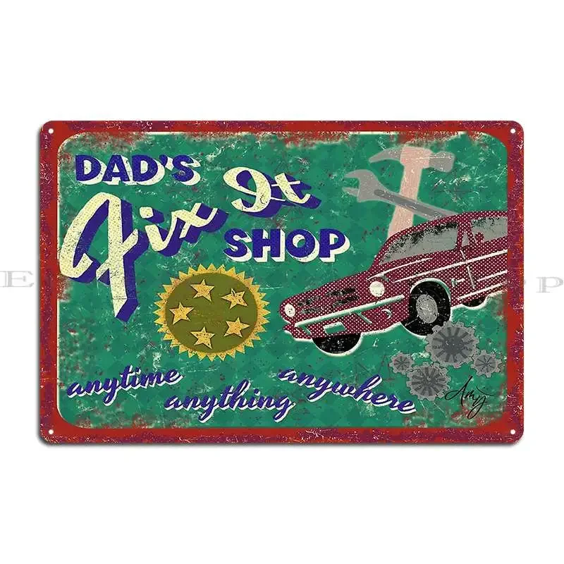 Dad S Fix It Shop Metal Signs Club Club Personalized Club Bar Living Room Tin Sign Poster