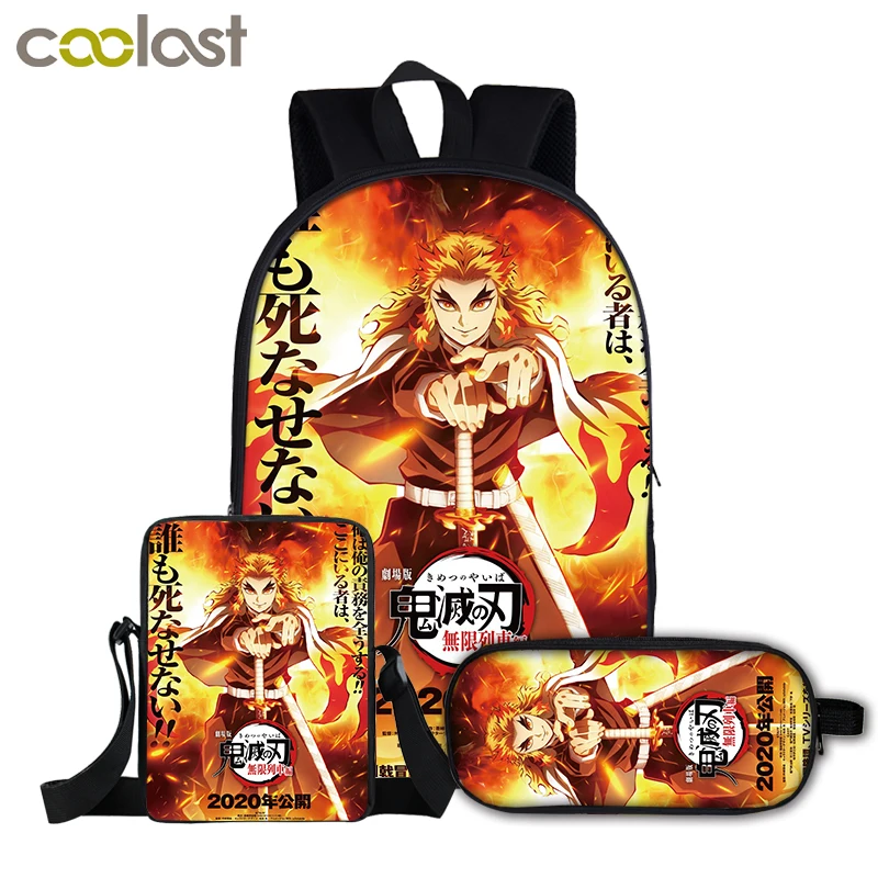 Youthful Kimetsu No Yaiba Nezuko Kpop Humor 3D Print 3pcs/Set Travel bags Laptop Daypack Backpack Shoulder Bag Pencil Case