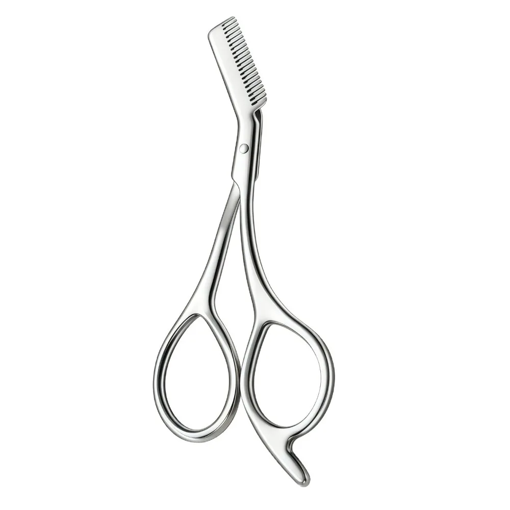 Stainless Steel Eyebrow Scissors Precision Ergonomic Facial Hair Grooming Tool Portable Comfortable Grip Eyebrow Shaver Tool