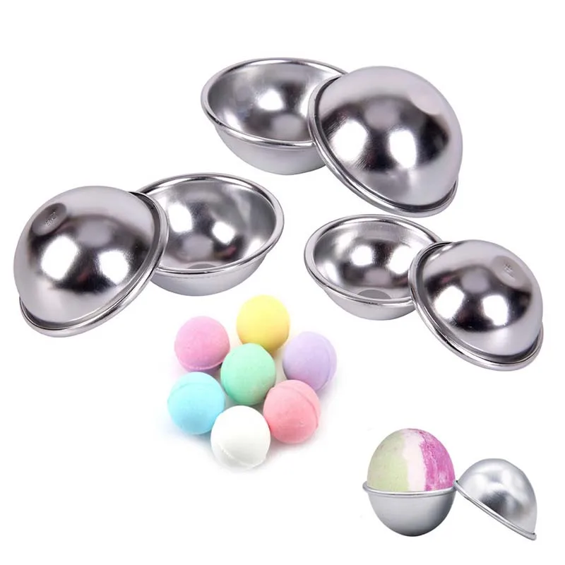 2pcs/set Bath Bomb Molds Aluminum Alloy Ball Sphere Bath Bomb Packaging Mold DIY Bathing Tool Cake Baking Pastry Mould Wholesale