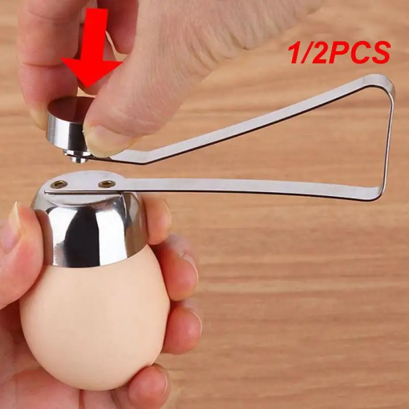 1/2PCS Towayer 304 Metal Egg Eggshell Opener Eggshell Cutter Double Head Egg Topper Shell Opener Boiled Egg Creative Kitchen