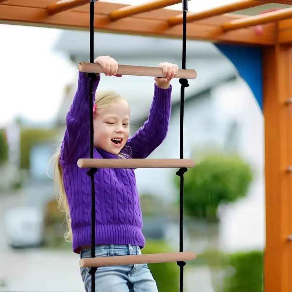 Swing Fitness Climbing Rope with Platforms Wooden Children Climbing Rope Hanging Outdoor Furniture Swing Chair for For Garden