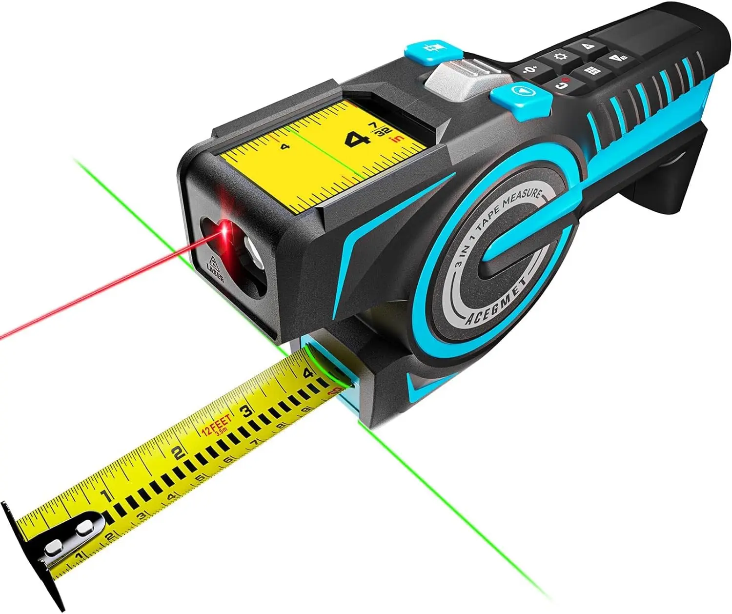 

3-in-1 Digital Tape Measure, 330Ft Laser Measurement Tool & Auto Lock Tape with Instant Digital Readout, Extended Laser Line