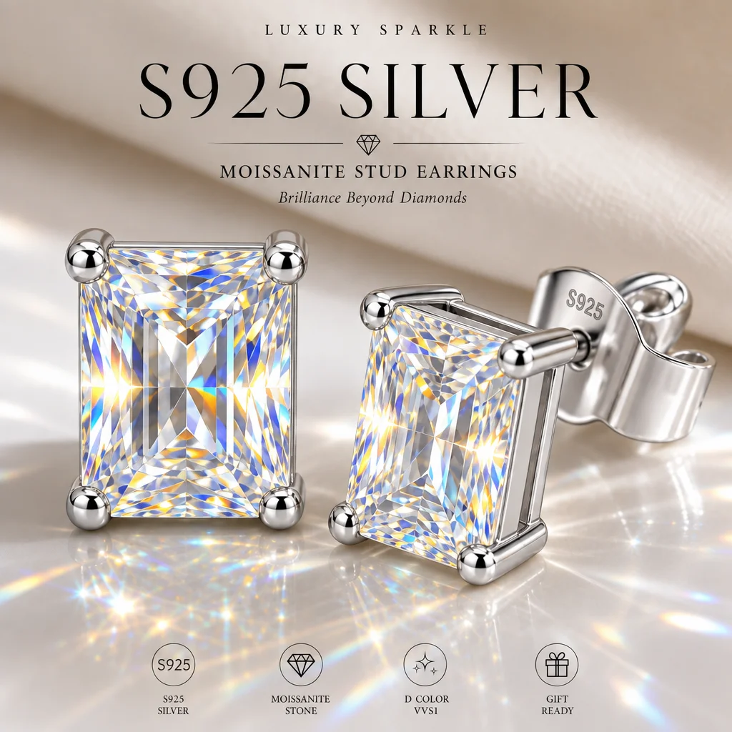 S925 Sterling Silber Strahlende Form 3EX Schliff Zertifizierter 2,0ct Moissanit Damen-Ohrringe Party-Schmuck Geschenke Mit GRA-Zertifikat – Detail 14
