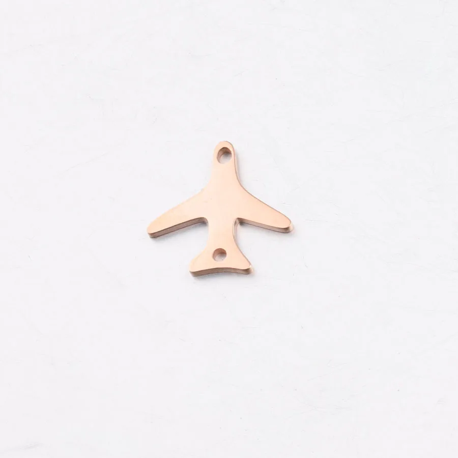 10 Stück/Lot 14,5*15mm Flugzeug-Anhänger Verbinder Spiegelpolierter Edelstahl für DIY-Halsketten Modeschmuck-Zubehör