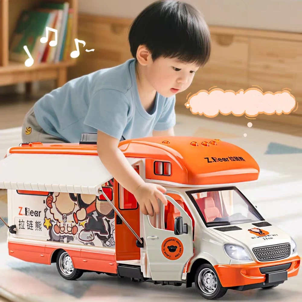 รถบ้านตุ๊กตาหมีการ์ตูนขนาด 1:32 ของเล่นรถบ้านขนาดเล็กแบบดึงหลัง มีไฟ มีเสียง สำหรับเด็ก เป็นของขวัญที่สมบูรณ์แบบ