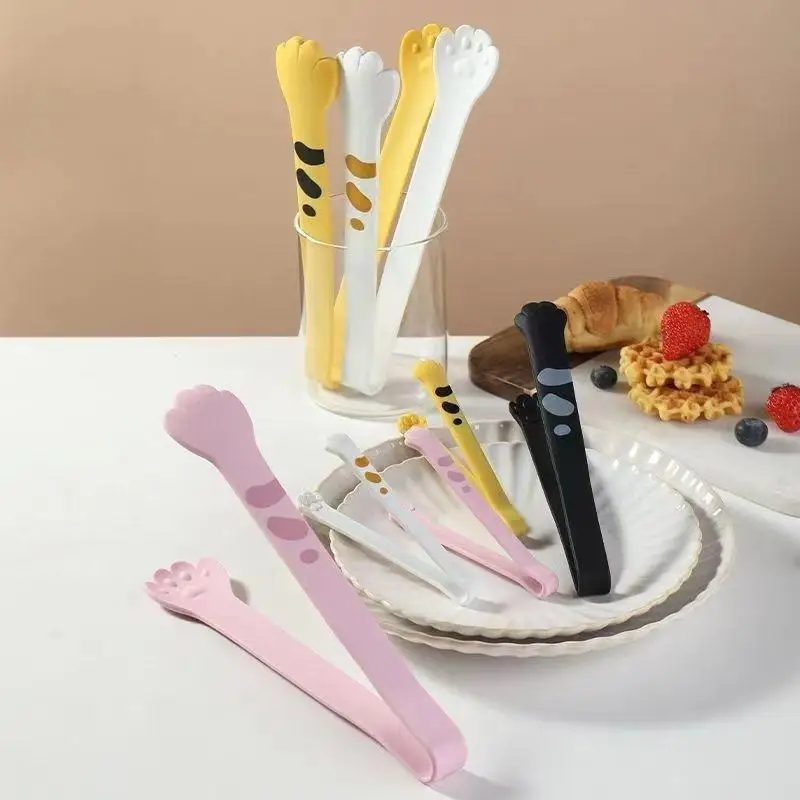 Cute Cat Paw Food Tongs Heat Resistant Non-slip 1PC Food Safe for Barbecue Baking Sandwich Ice Kitchen Daily Use
