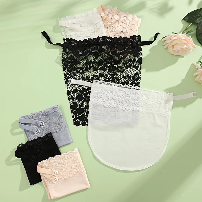 7 Pieces of Women's Solid Color Anti-Exposure Lace Stitching Bra Liner, Seamless Cover, No Show Design Bra Liner view 4