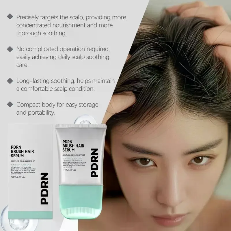 1Pcs PDRN Brush Hair Serum With Gentle Cooling Effect Scalp Nourishing For Daily Scalp And Home Hair Care