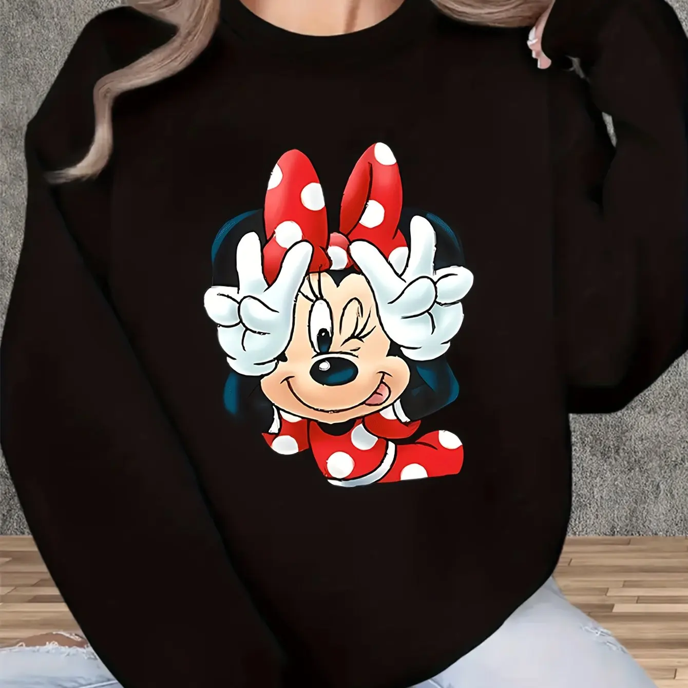 

Пуловер с Микки Маусом Диснея, модный свитер унисекс с круглым вырезом, осенне-зимний флисовый повседневный уличный свитер