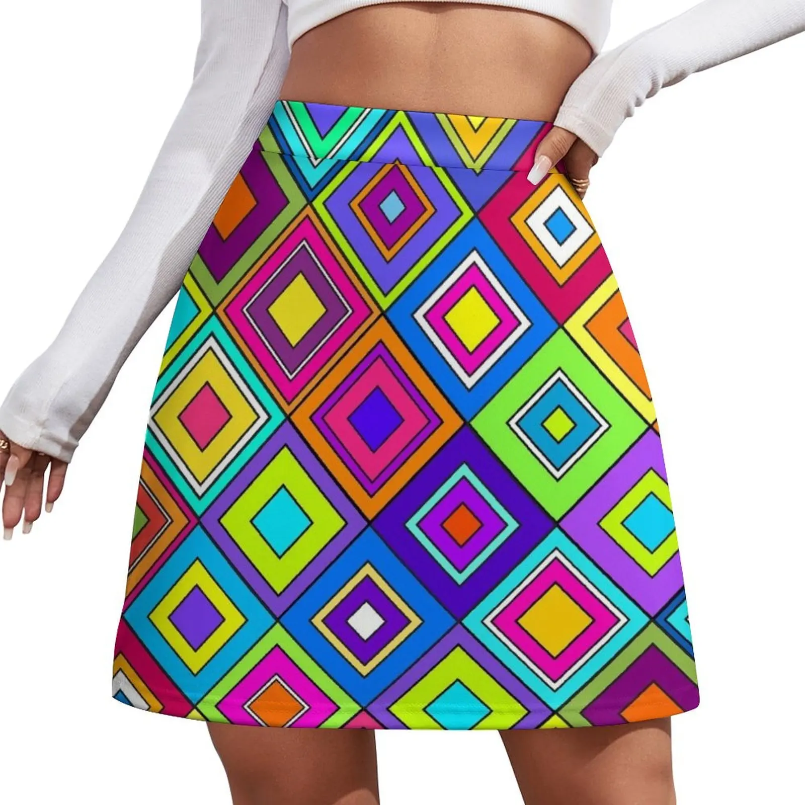

Modern Retro Diamonds Mini Skirt kawaii skirt Women's summer skirts womens skirts Mini Skirt