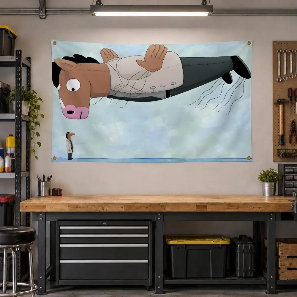 Cartoon BoJack Horseman Adult Flags Personalized Banner Flag Room Dorm Camping Picnic Garage Bar Outdoor Wall Decor