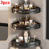 3pcs/set Use adhesive corner shower rack in the bathroom! Easy installation, no need for drilling, spacious wall storage space