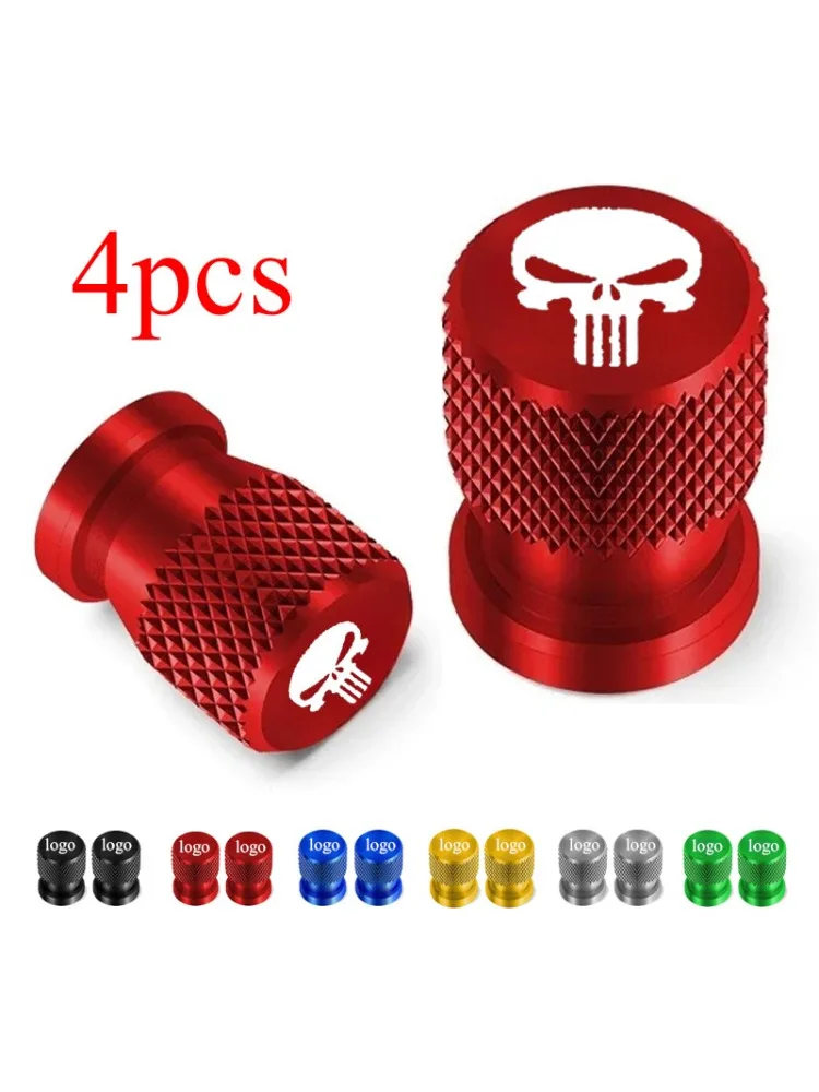 Bouchons anti-poussière de Valve d'air de pneu de roue de voiture, Logo de crâne en métal, couvercles de jante pour Automobiles, camions, motos, décor universel, 4 pièces
