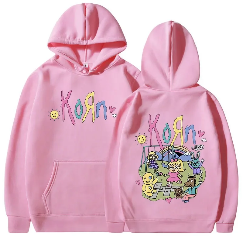 Korn Cartoon Rock Band Music Album Hoodie Men\'s Women\'s Vintage Metal Gothic Oversized Sweatshirt Streetwear Long Sleeve Hoodies