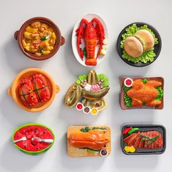 3D Chinese And Western Food Fridge Magnets Creative Hotpot Fried Chicken Delicacy Pattern Magnetic Stickers Mini Accessories