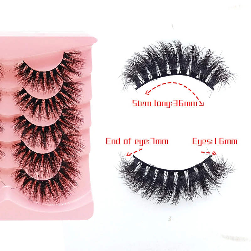 5 Pairs Faux Mink Lashes 3D Fluffy Natural Lashes Makeup False Eyelashes Wholesale Russian Strip Lashes Eyelash Extension