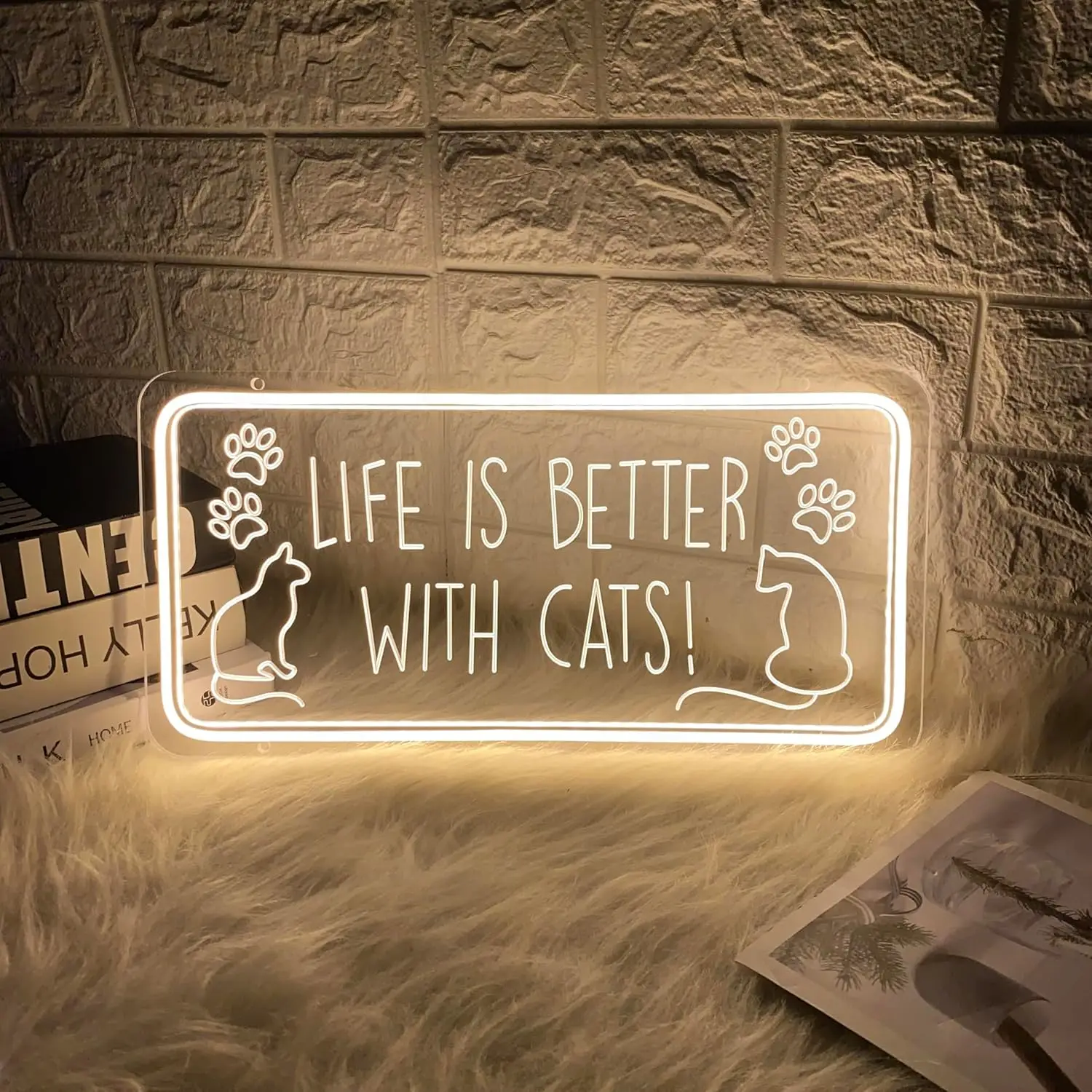 

Life Is Better With Cats Neon Light Sign Dimmable LED Neon Sign For Wall Decor Room Pet Shop Club Decor Birthday Art Gift Lamp