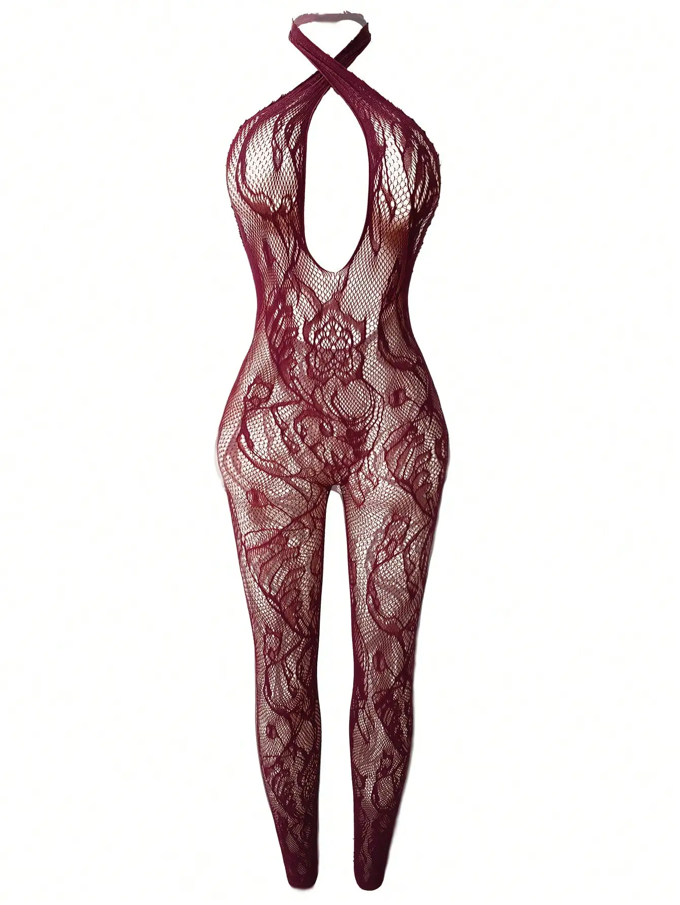 

Женское сексуальное цельное боди в сеточку — эластичный ажурный дизайн, идеально подходит для вечеринок и костюмов ко Дню святого Валентина, нижнего белья