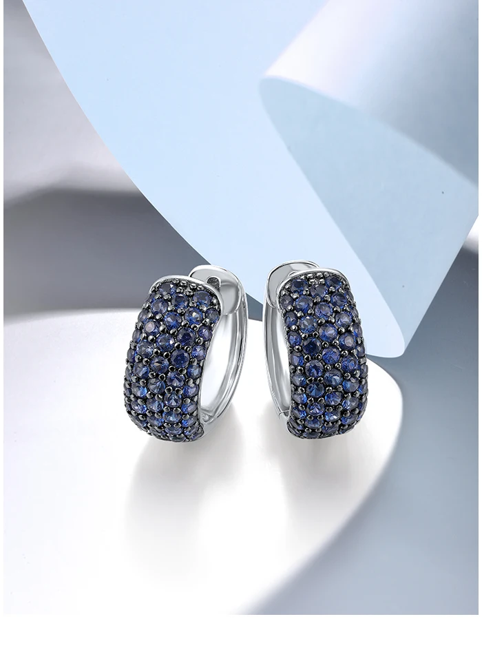 SANTUZZA Ohrhänger aus reinem 925er Sterlingsilber für Damen, funkelnder blauer Saphir, schillernde Hochzeitsgeschenke, edler Schmuck – Detail 1