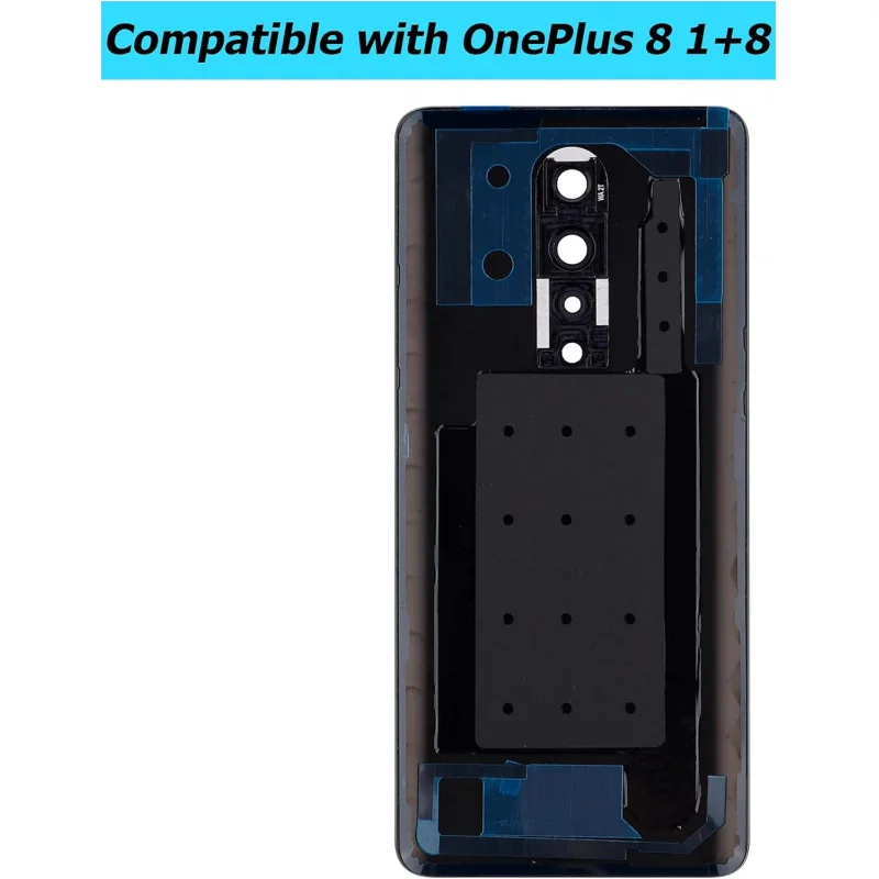 Battery Door Cover Back Cover for OnePlus 8 1 8 IN2013 Onyx Black with Camera Lens and Waterproof Glue