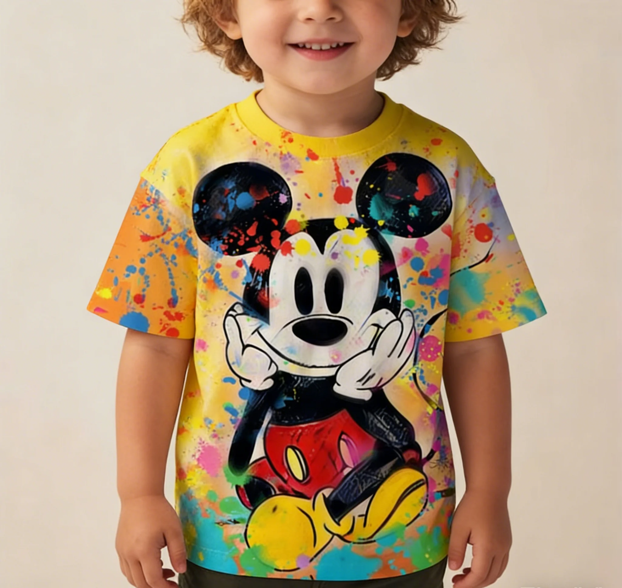 

Детская футболка с градиентным принтом Микки Мауса, новая модная детская футболка с мультяшным рисунком, подарок на день рождения, быстрая доставка
