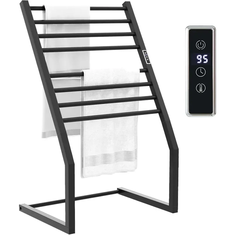 HOME.2-in-1 Towel Warmer Rack, 8 Bars Freestanding & Wall Mounted Towel Warmer Rack with LED Display, Built-in Timer,