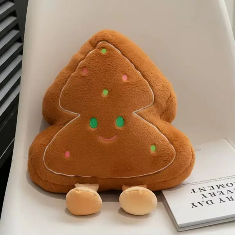 Świąteczna piernikowa gwiazda, pluszowa poduszka w kształcie choinki, urocza świąteczna poduszka na sofę, łóżko, świąteczna zabawka pluszowa i dekoracja dla dzieci.