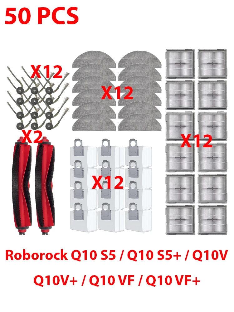 Voor Roborock Q10 S5 / Q10 S5+ / Q10V / Q10V+ / Q10 VF / Q10 VF+ Onderdelen Hoofdborstel Hepa Filter Stofzak Stofzuiger Accessoires - afbeelding 2