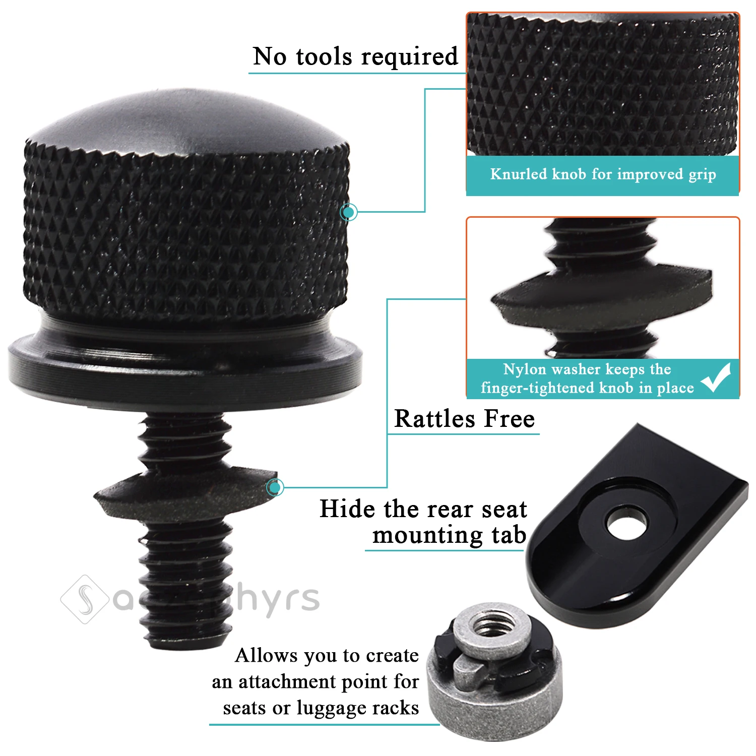 Motorcycle Rear Fender Seat Bolt Screw and Nut Kit 1/4″-20 Thread For Harley Softail Sportster XL883 Dyna Street Glide Road King