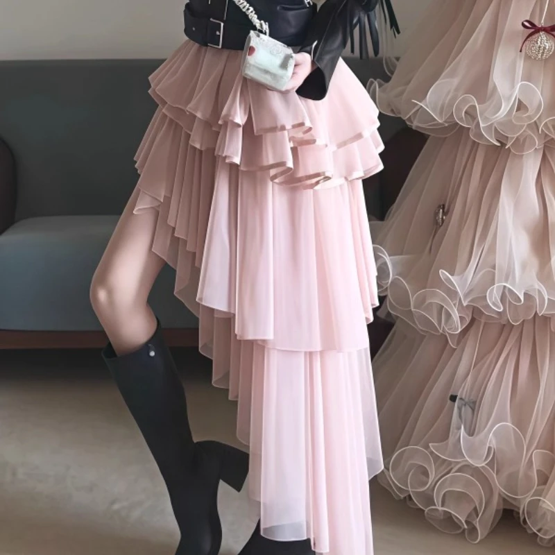 الأمريكية الرجعية غير النظامية كعكة المرأة تنورة شتاء جديد الثقيلة الحرفية متعدد الطبقات تصميم عيد الميلاد تول التنانير منتصف طول السيدات #4