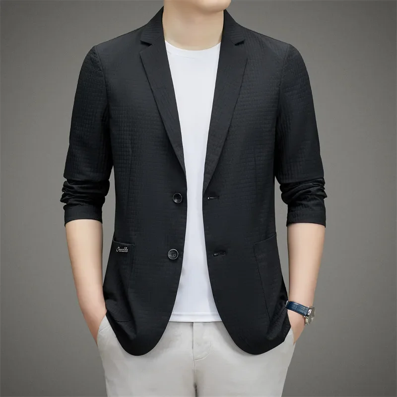 2024 Spring and Autumn Season New Men\'s Business and Casual Korean Edition Suit Flip Collar Coat High end Suit Top