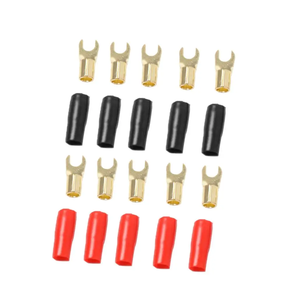 5 Pairs 8 AWG Automotive Audio Speaker Refit Fork Terminals Connectors