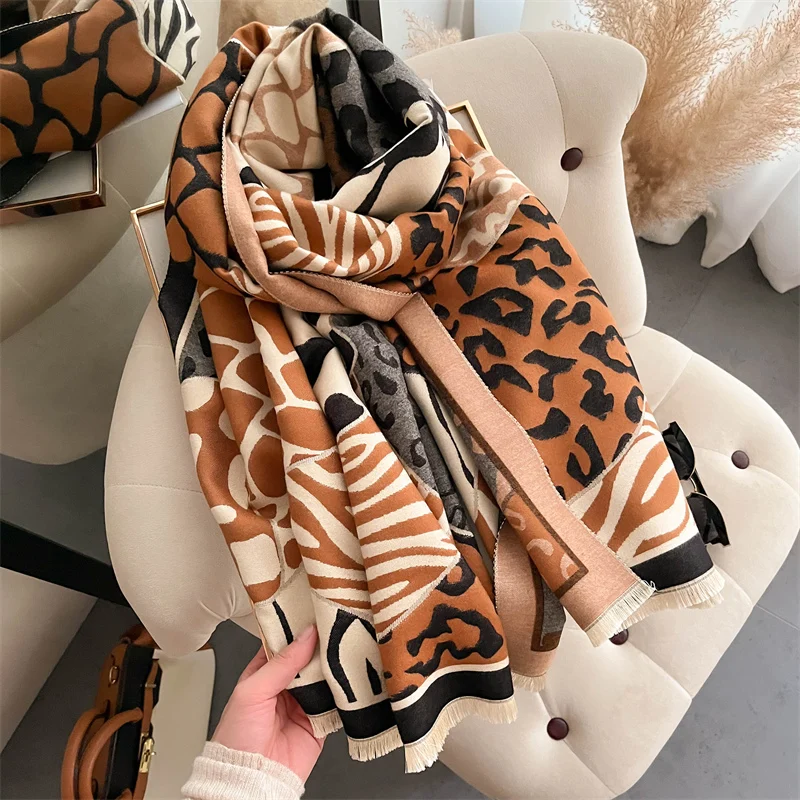 Winter Design Pashmina Blanket Cashmere Scarf for Women Warm Thick Shawls and Wraps Poncho Female Bufanda Echarpe Tassel Muffler