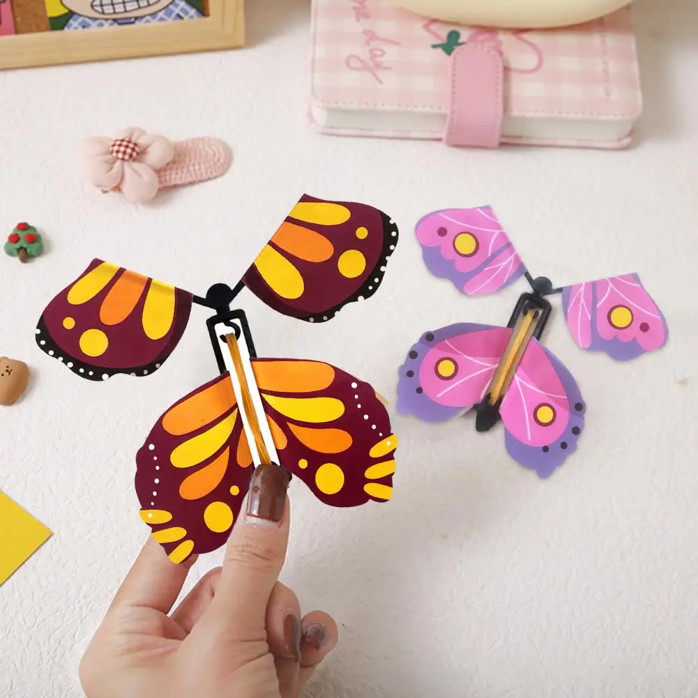 10Pcs Realistic Magic Flying Wind-up Butterfly Toys Magic Prop Toy Fairy Flying Toy Flying Butterfly Cards for Putting in Book S