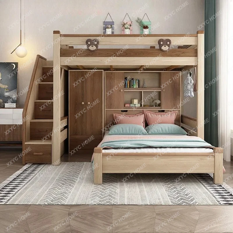 GH Children's top and bottom staggered bunk bed Second floor Adult bunk bed Mother and child bed
