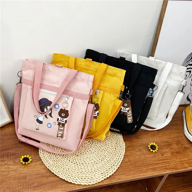 2022 Spring Summer New Bubble Girl Korean Style Shoulder Canvas Bags Fashion Campus College Student Class Handbag